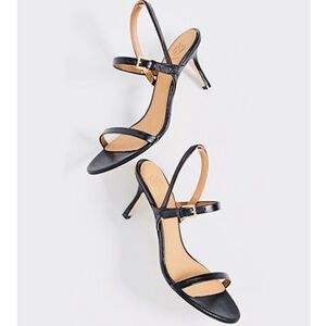 Tory Burch Penelope Black Signature Gold Logo Charm Leather Slingback Heel 10